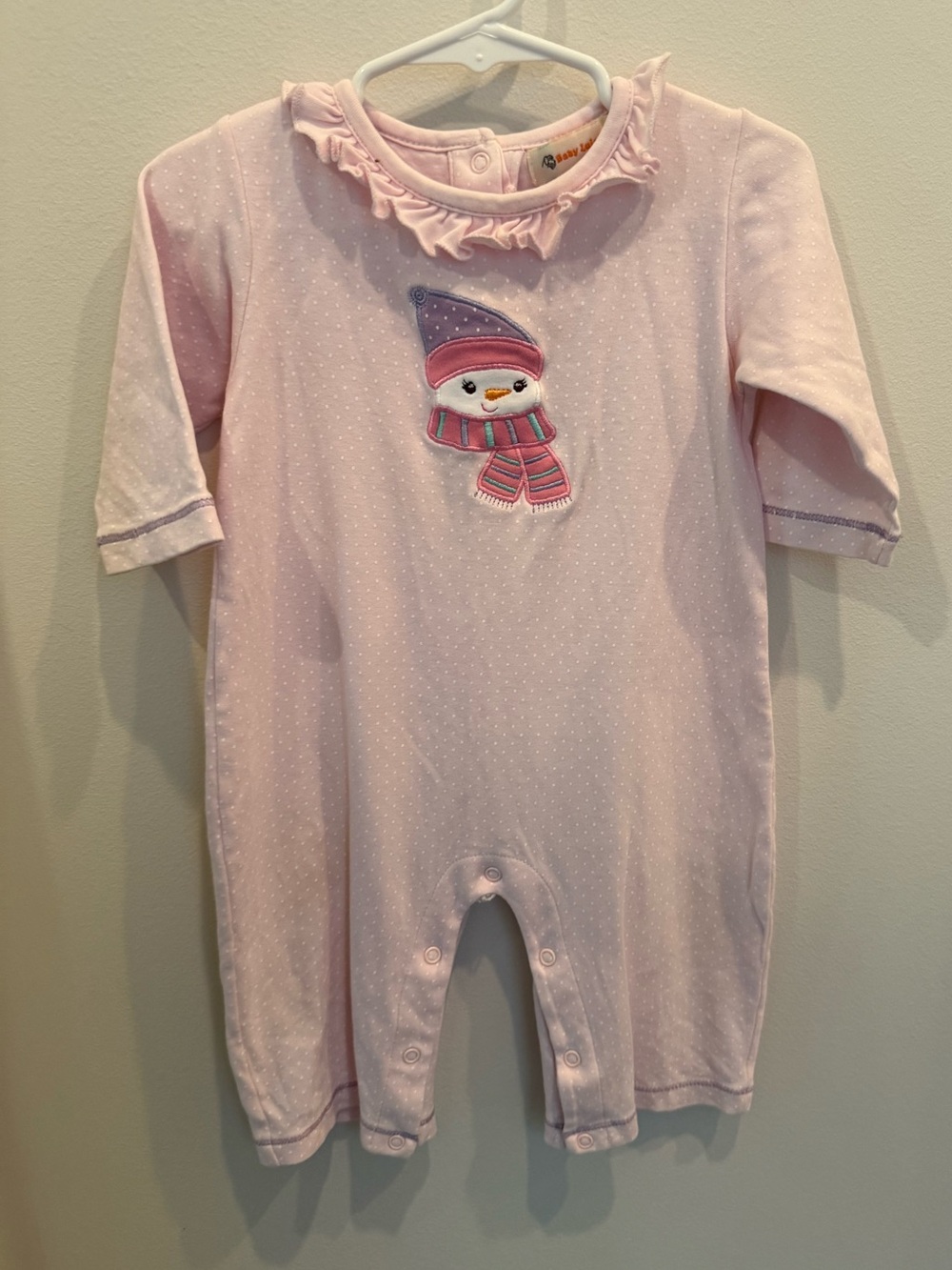 Baby Luigi Pink Snowman Romper 18M Ruffle Collar Winter Christmas